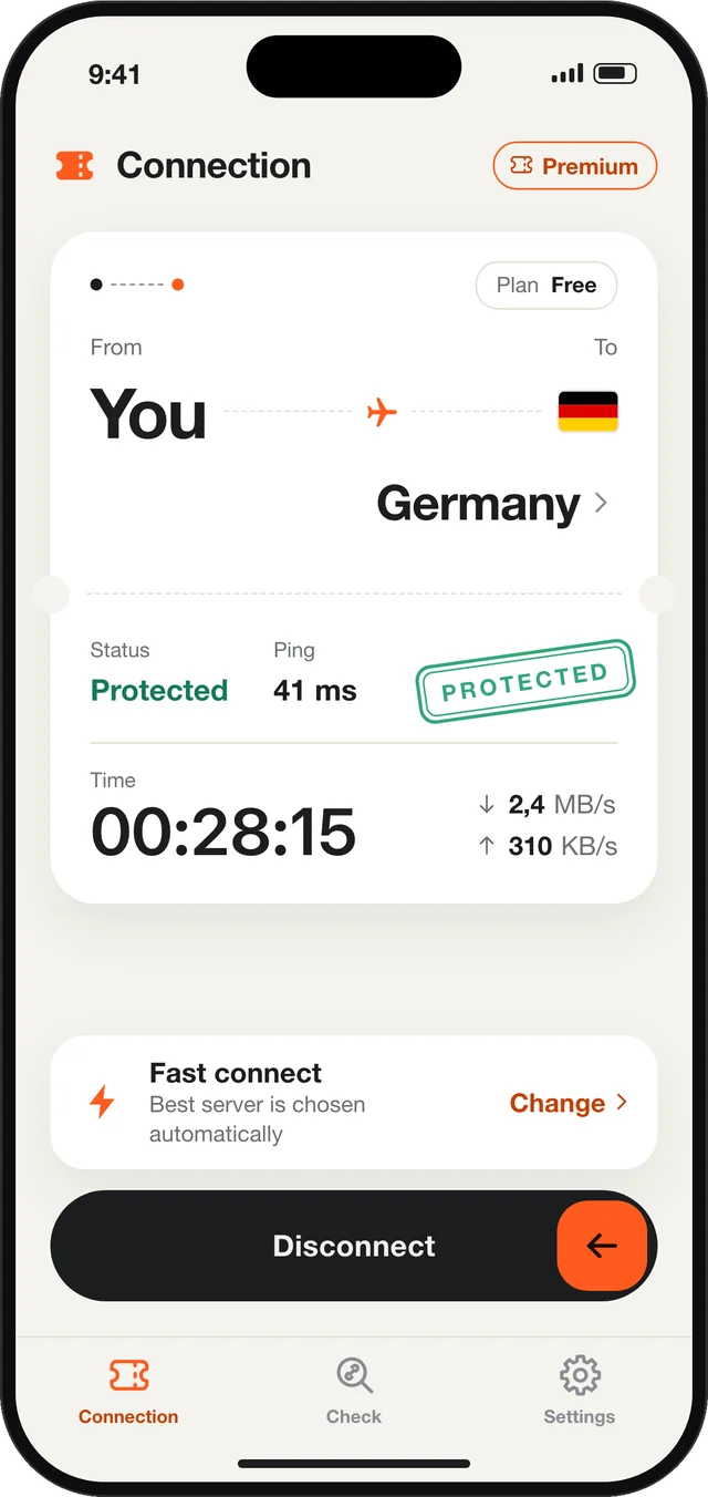 Shturman connection screen: connection protected